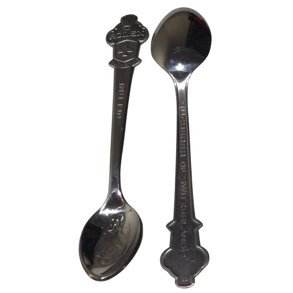 Rolex Bucherer Lucerne Collector Souvenir Spoons 2 Marked Cb Silver Plated